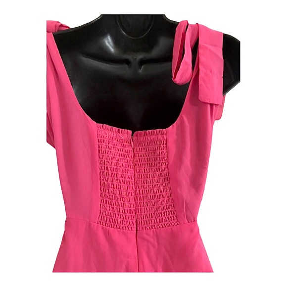 Pink square neck shoulder tie straps front slit chiffon style size medium new - Picture 5 of 15